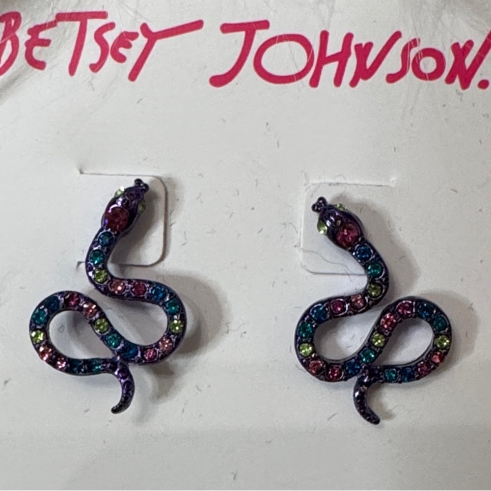 Betsey Johnson Rhinestone Snake Earrings